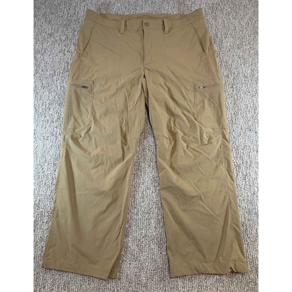 L.L.Bean Cresta Hiking Pants Mens 38x29* Tan Nylon Spandex Cargo Trousers 506421